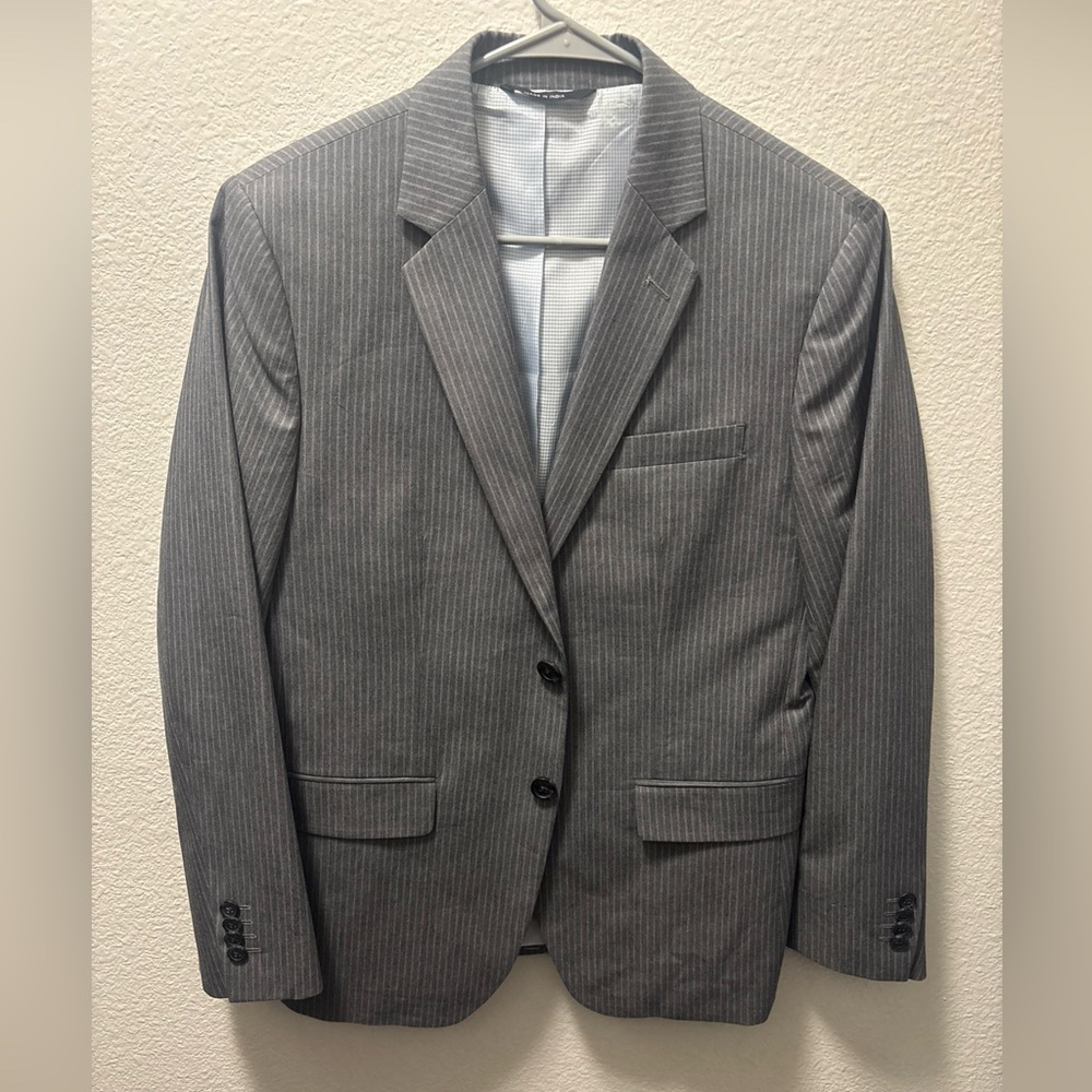 Banana Republic Men Sz 38S Modern Fit Gray White Pinstripe Wool Blazer